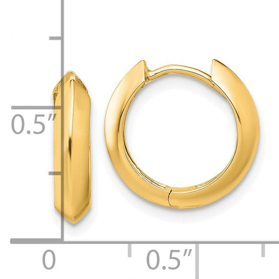 14K Yellow Gold 14mm Hinged Hoop Earrings