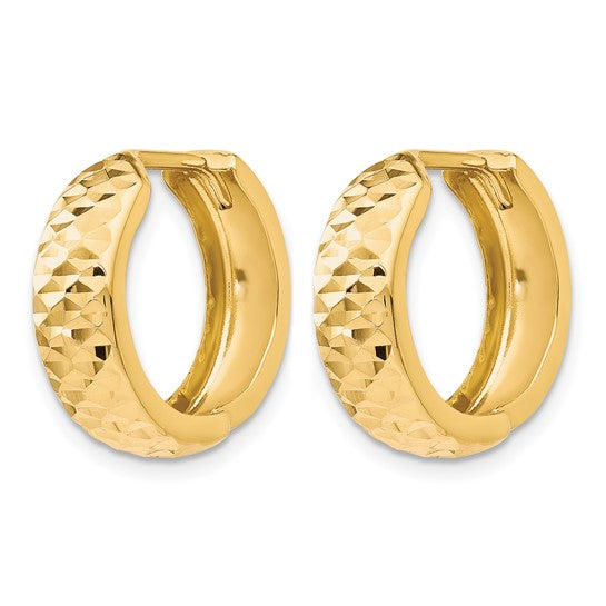 14k Gold 15mm Diamond Cut Hoop Earrings