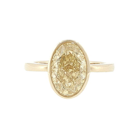 14K 4.01ct Lab-Created Oval Fancy Yellow Diamond Ring