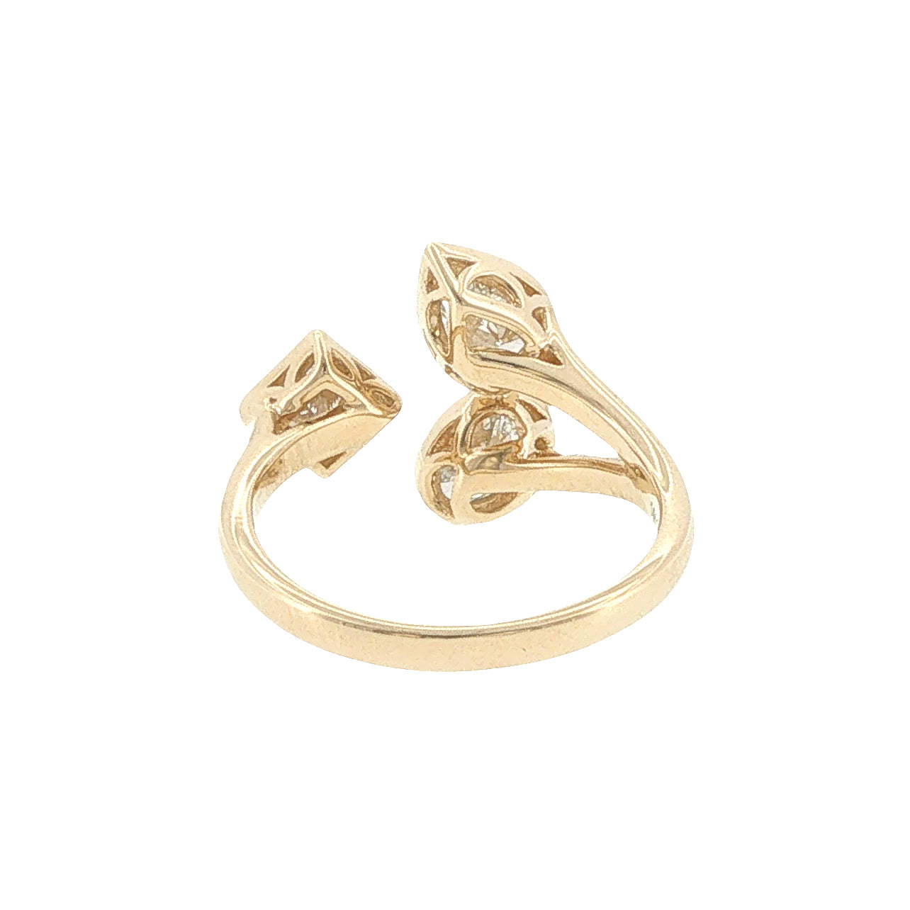 14K Lab-Created Triple Diamond Bypass Ring