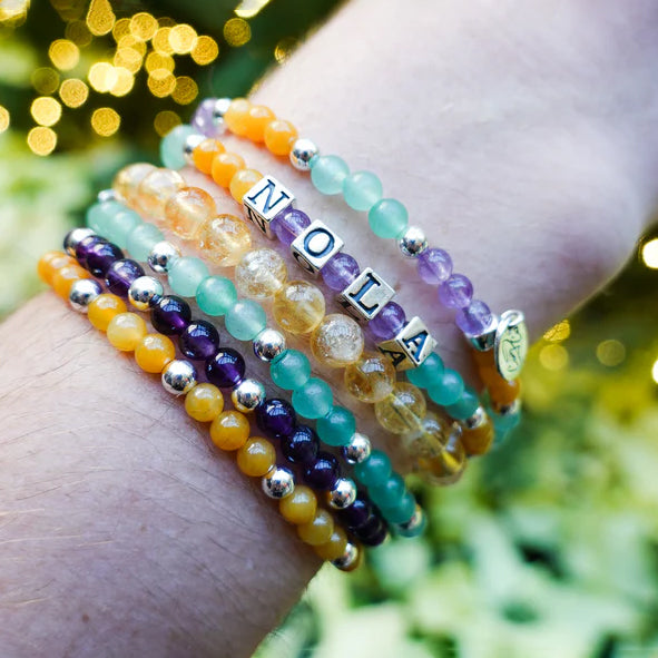 Cristy Cali NOLA Mardi Gras Signature Gemstone Stretch Bracelet