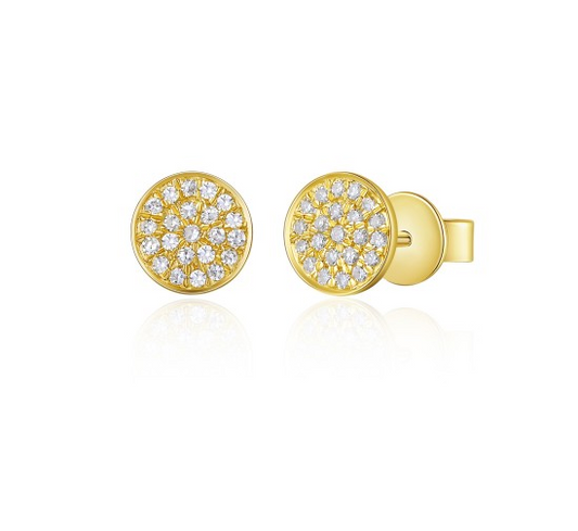 14K Yellow Gold Diamond Pave Earrings (med)