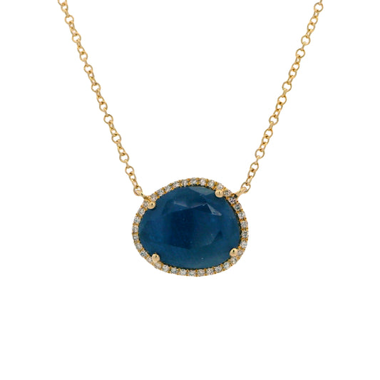 14k Yellow Gold Sapphire & Diamond Necklace