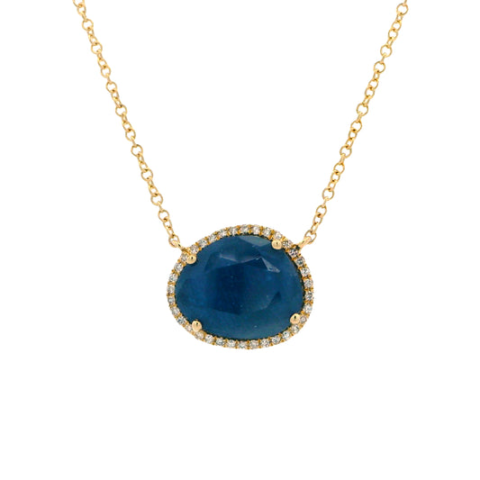 14K Yellow Gold Sapphire & Diamond Necklace