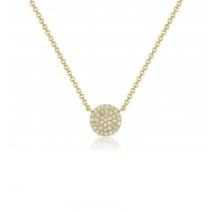 14K Yellow Gold Diamond Pave Necklace(med)