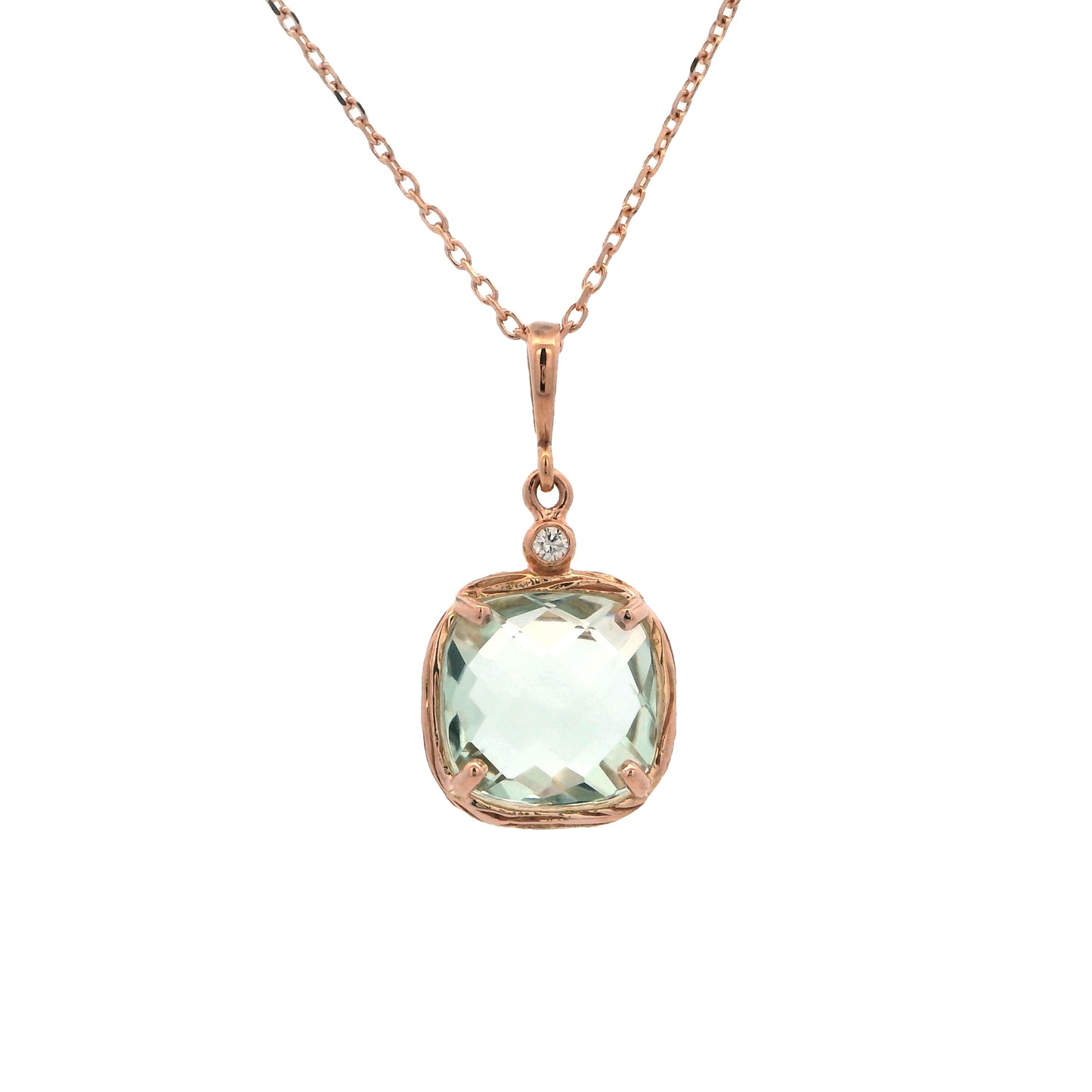 Riverbend Collection Rose Gold Green Amethyst Pendant (sm)