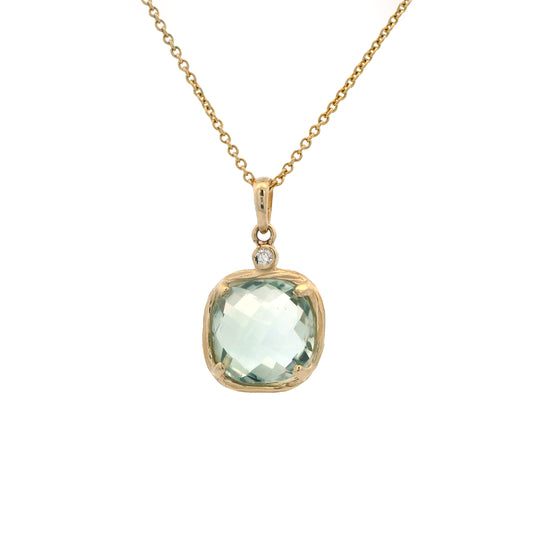 Riverbend Collection Yellow Gold Green Amethyst Pendant (sm)