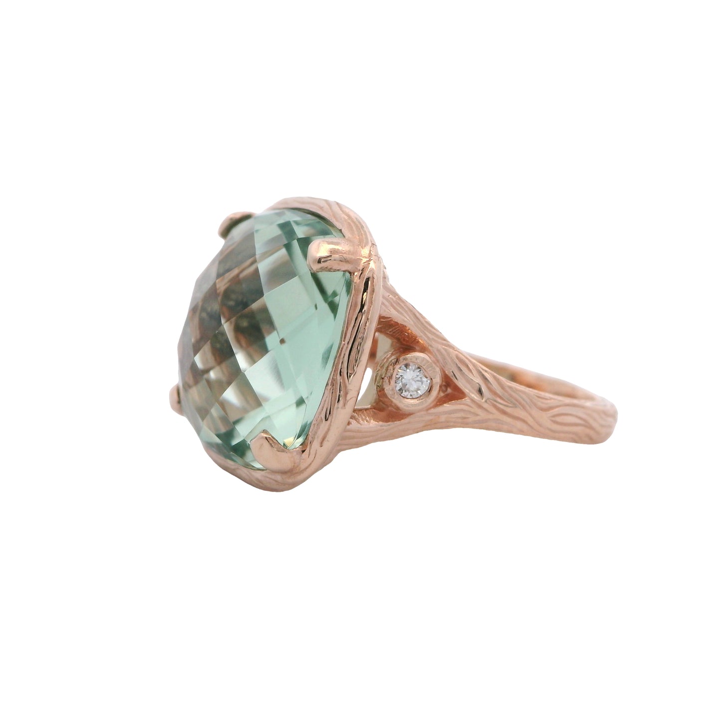 Riverbend Collection Rose Gold Green Amethyst Ring (lg)