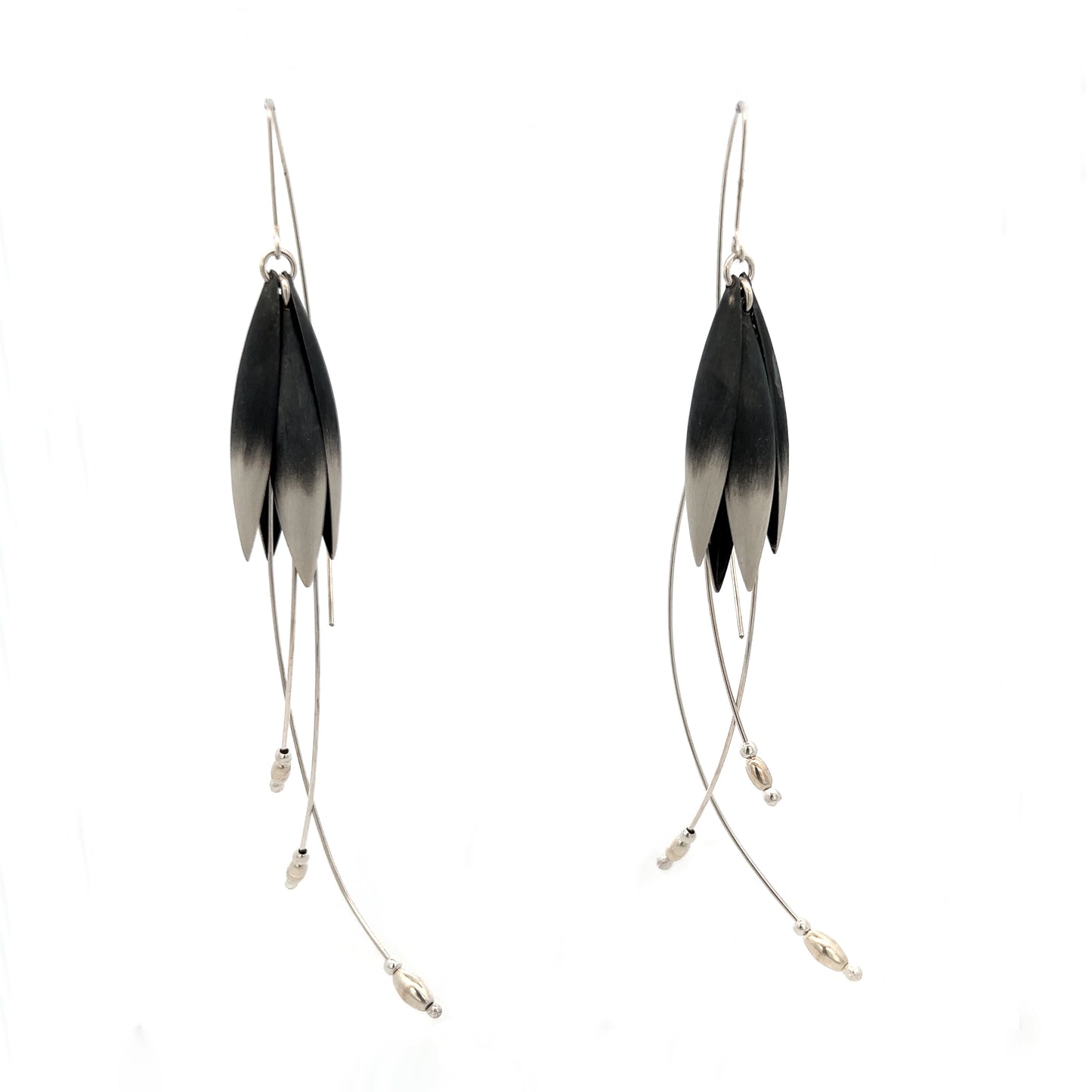 Mysterium Collection Oxidized Sterling Silver Tulip Petal Earrings (lg)