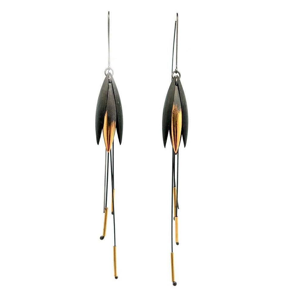Mysterium Collection Black & Gold Sterling Earrings