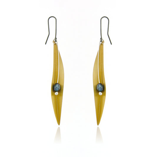 Mysterium Collection Sterling Vermeil Black Pearl Earrings