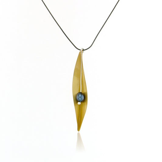 Mysterium Collection Sterling Vermeil Black Pearl Necklace