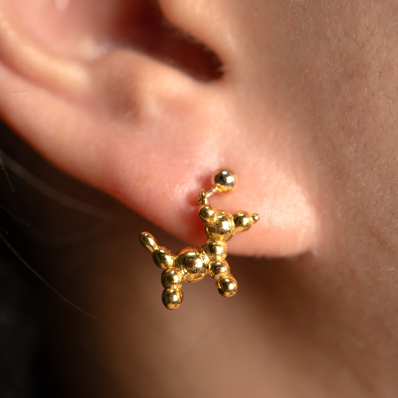 Cristy Cali Petite Mardi Gras Bead Dog Vermeil Earrings