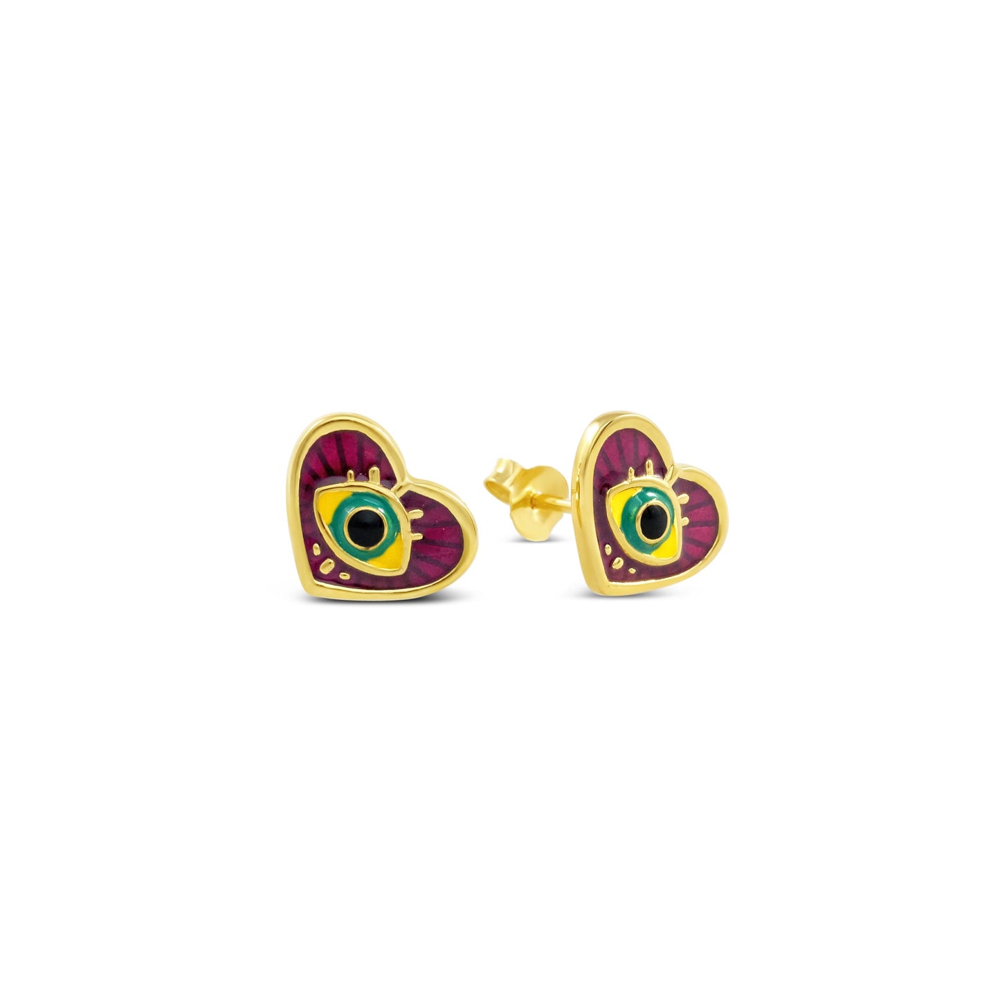 Cristy Cali Mardi Gras Evil Eye Heart Post Earrings