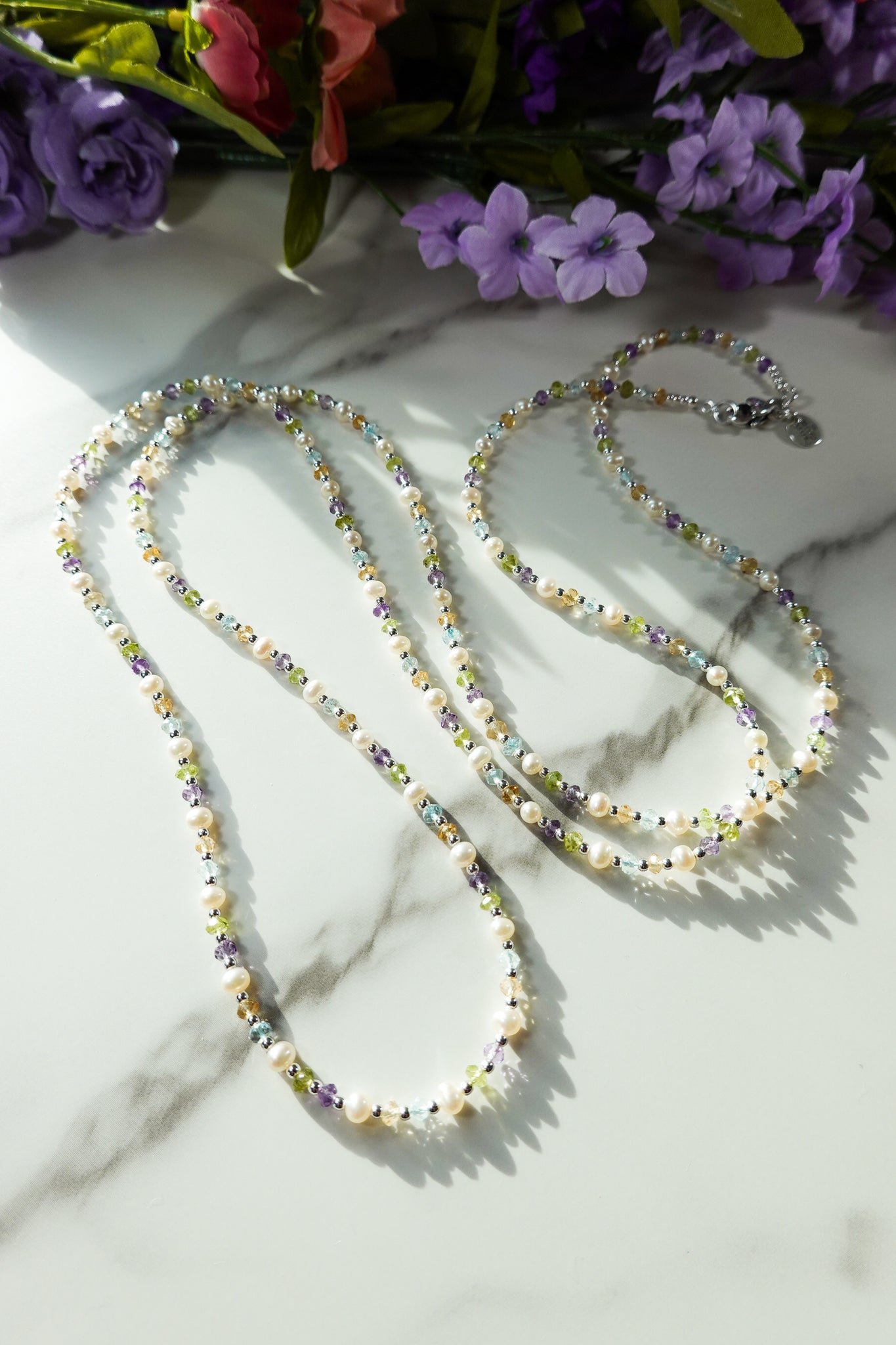 Cristy Cali Mardi Gras Mambo Gemstone & Pearl Necklace