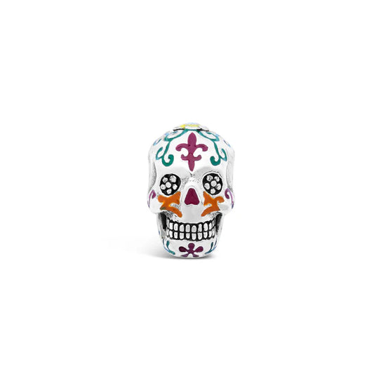 Cristy Cali Enameled Mardi Gras Sugar Skull Bracelet Charm