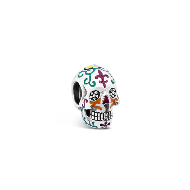 Cristy Cali Enameled Mardi Gras Sugar Skull Bracelet Charm