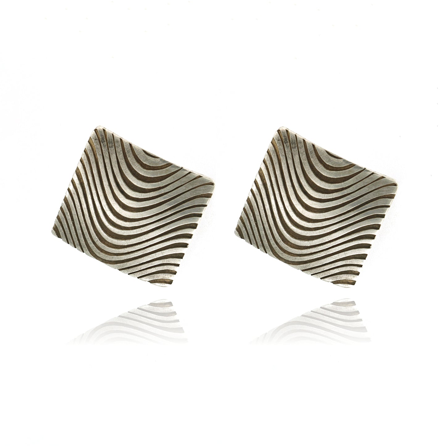 Mysterium Collection Sterling Oxidized Square Post Earrings