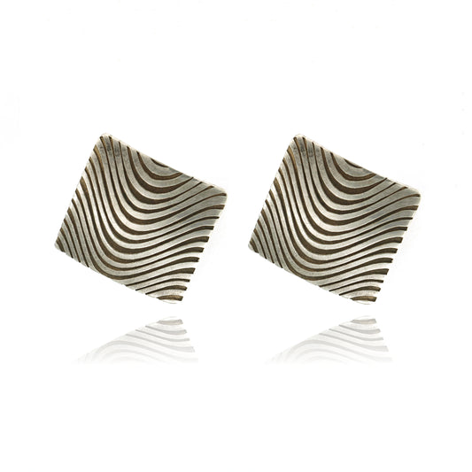 Mysterium Collection Sterling Oxidized Square Post Earrings