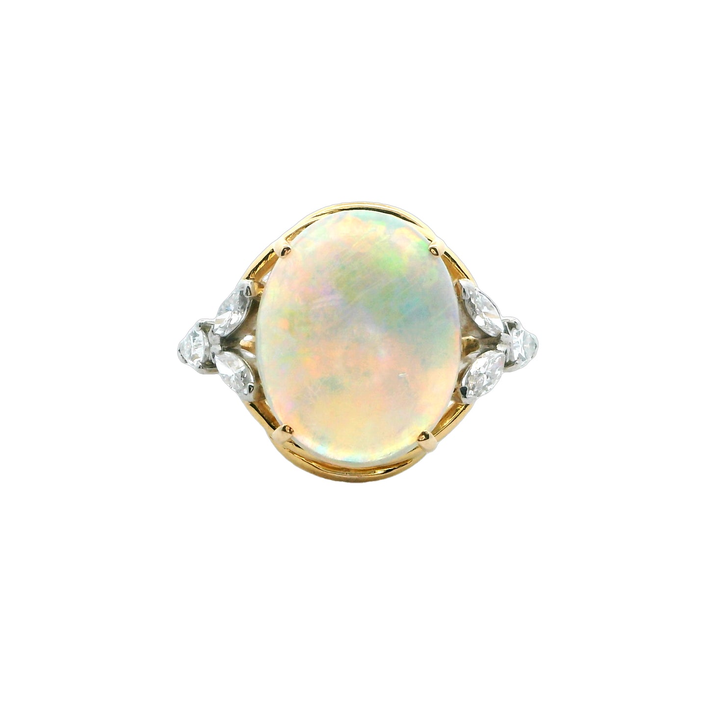 Estate Collection 14k Yellow Gold 4ct Opal & Diamond Ring