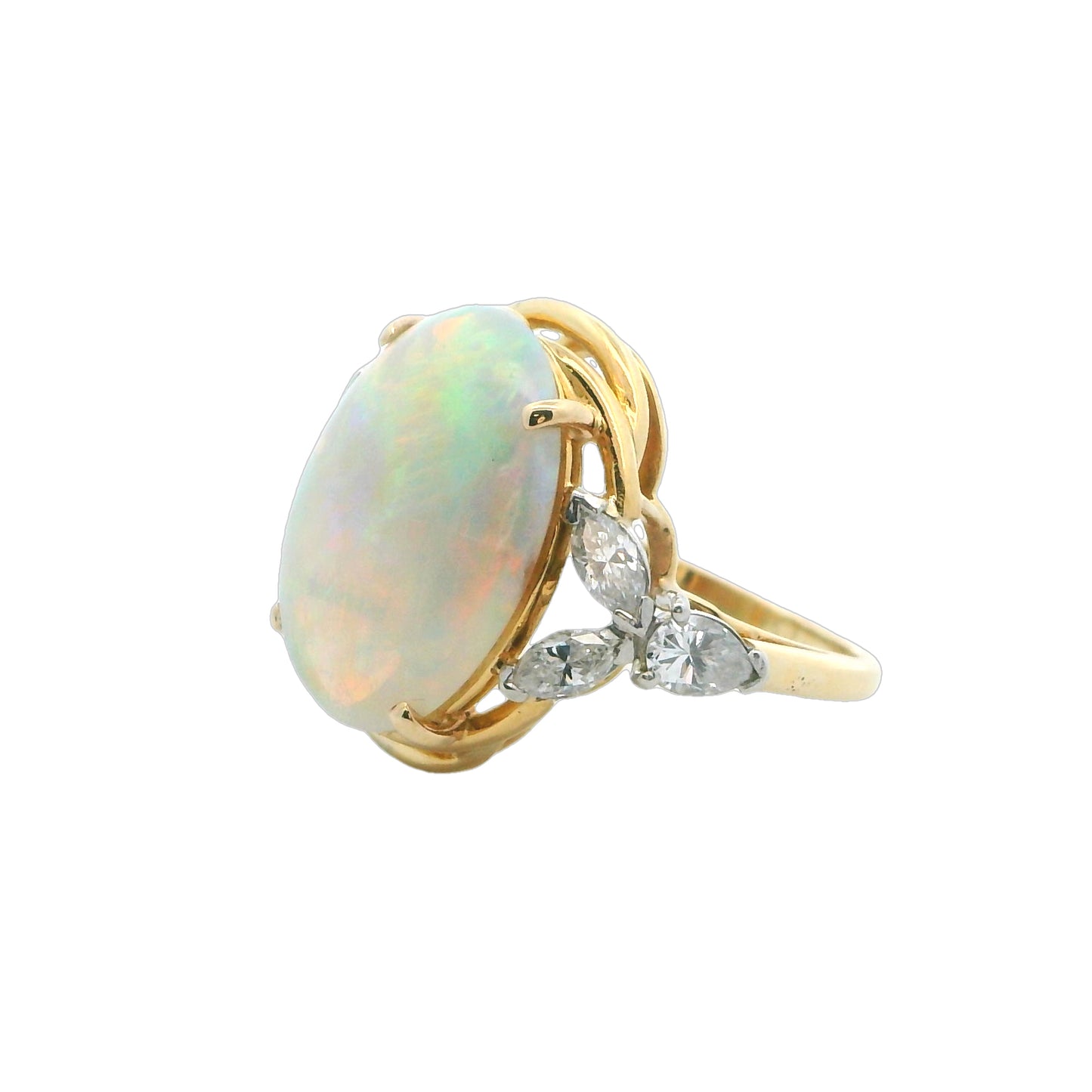 Estate Collection 14k Yellow Gold 4ct Opal & Diamond Ring