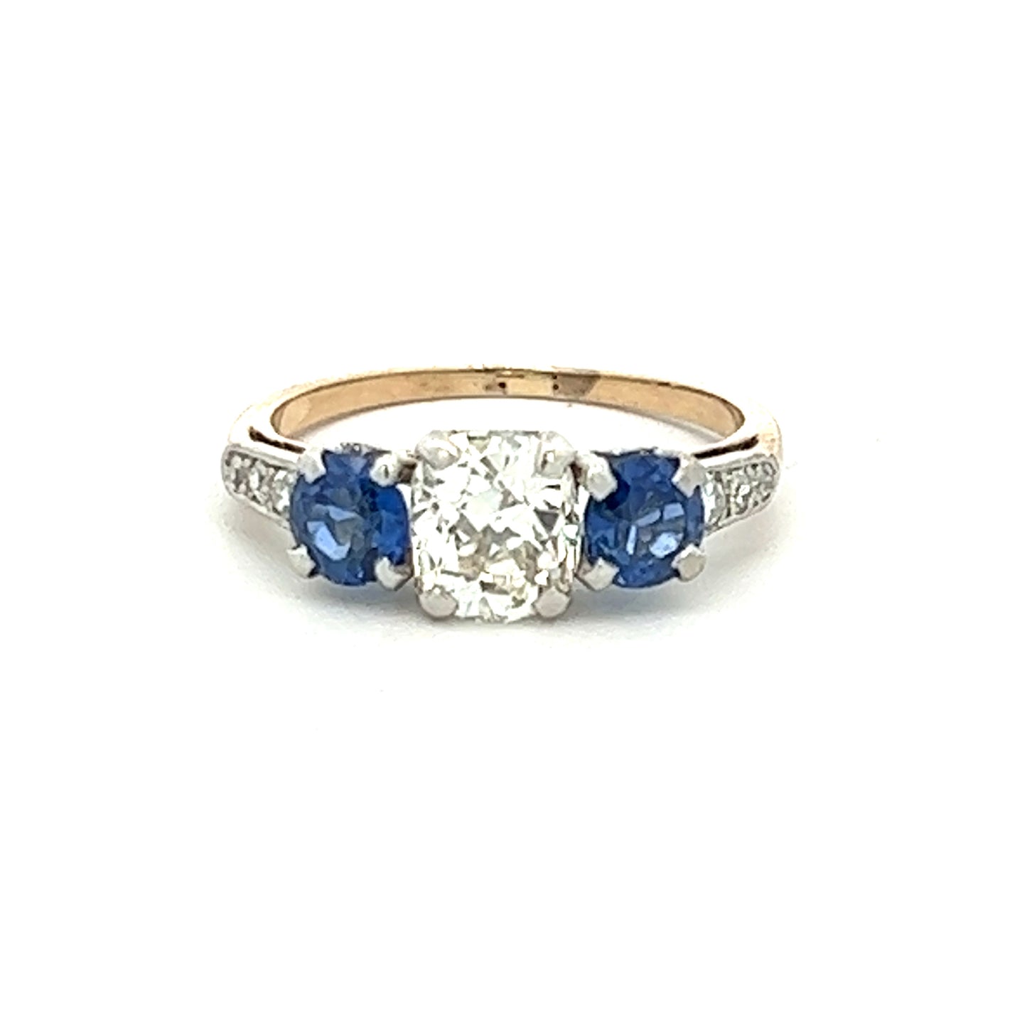 Estate Collection Platinum Diamond & Sapphire Ring