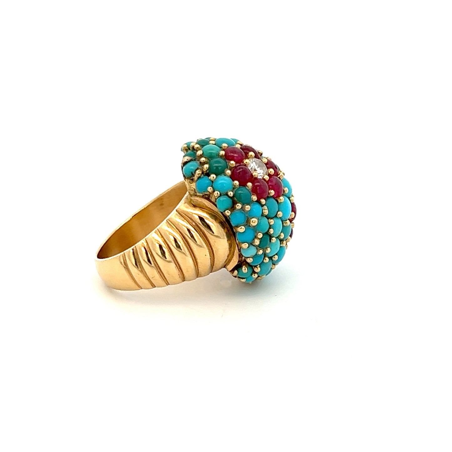 Estate Collection Turquoise, Ruby & Diamond Ring