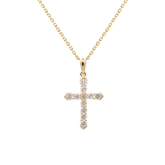14K Yellow Gold Diamond Cross