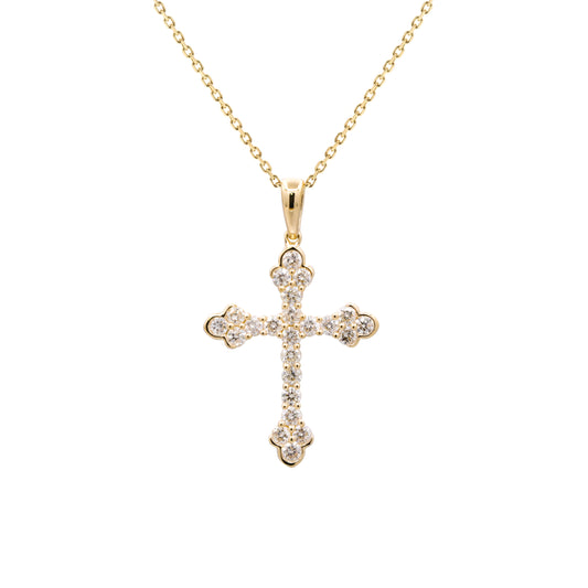 14K Yellow Gold Diamond Cross
