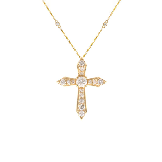 14K Yellow Gold Petite Diamond Cross