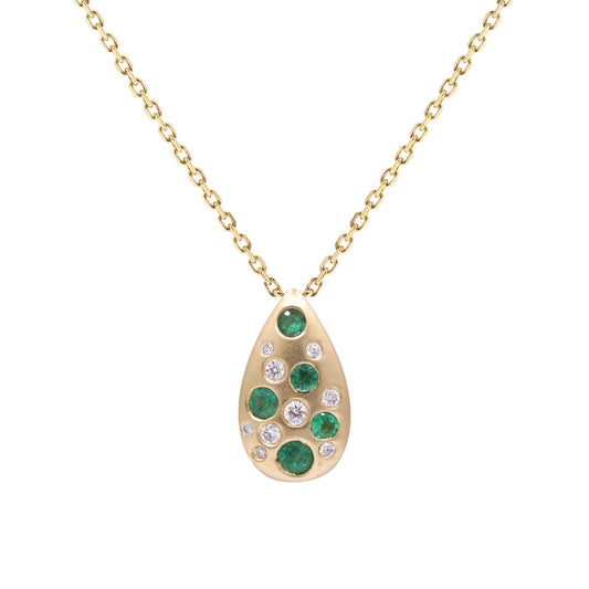 14K Emerald & Diamond Scatter Pendant