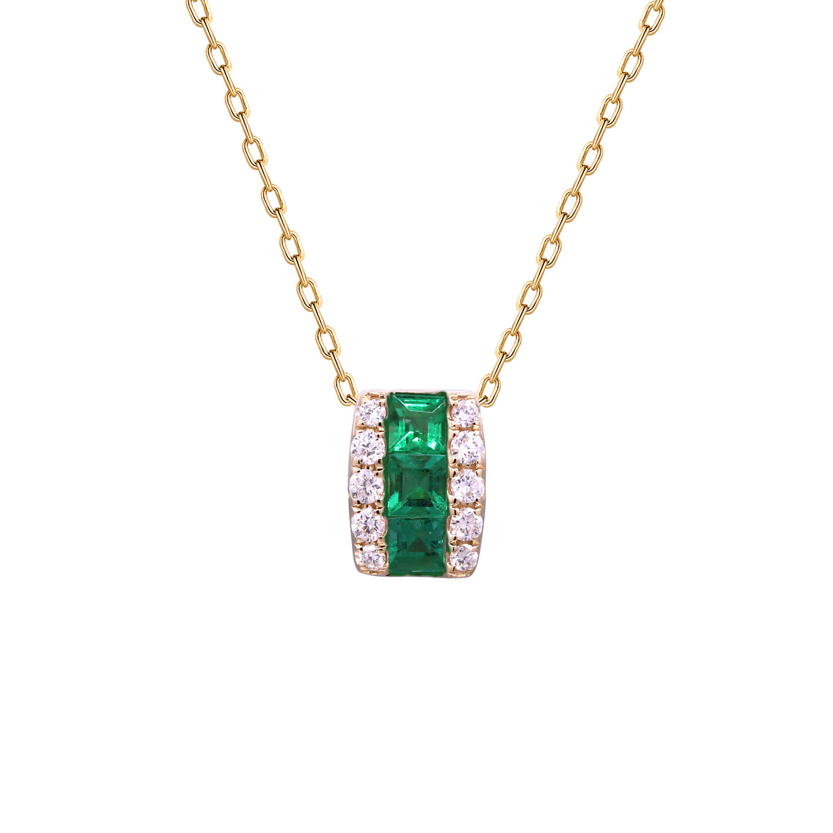 14K Emerald & Diamond Slide Pendant