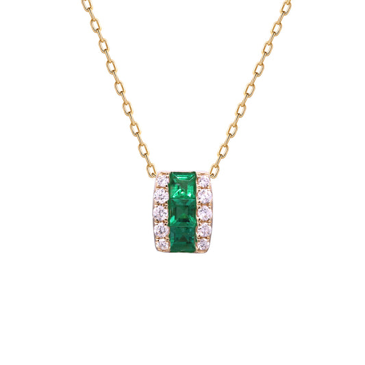 14K Emerald & Diamond Slide Pendant