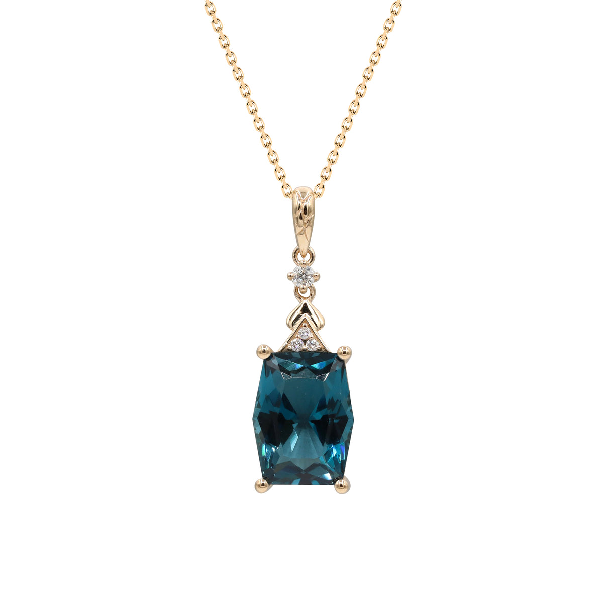 14K London Blue Topaz & Diamond Pendant