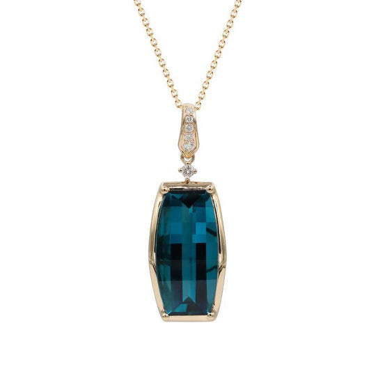 14K London Blue Topaz & Diamond Pendant