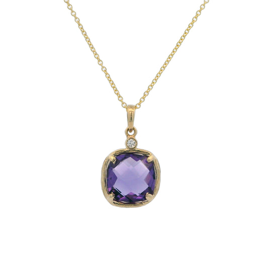 Riverbend Collection Yellow Gold Amethyst Pendant (sm)