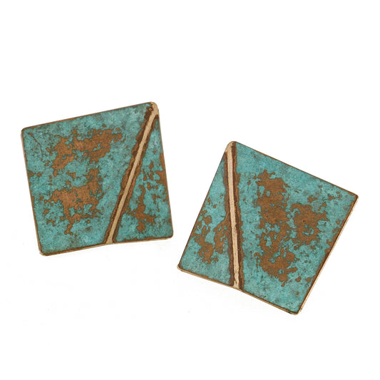 Mysterium Collection Bronze Patinated Square Earrings