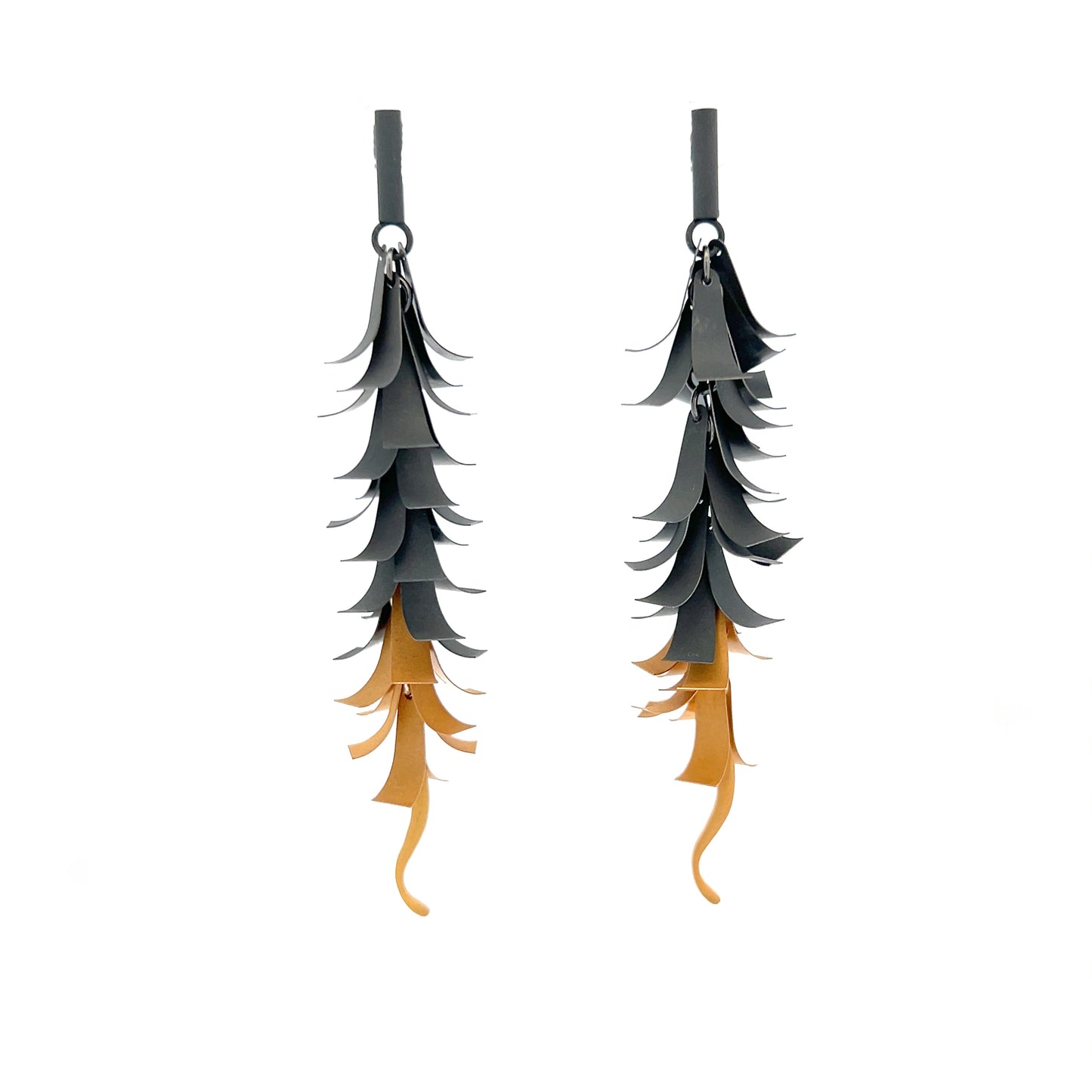 Mysterium Collection Black & Gold Feather Earrings