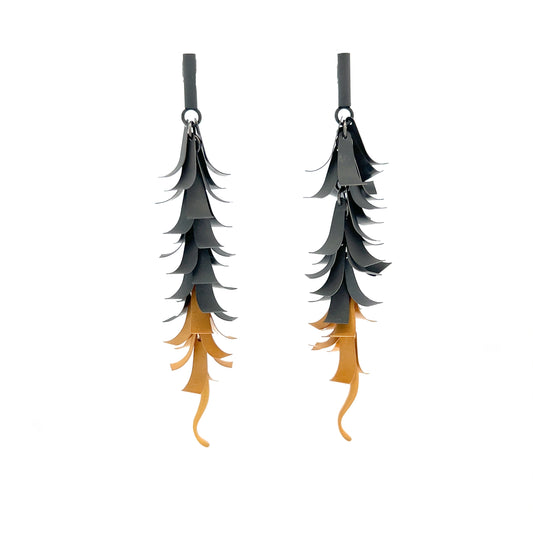 Mysterium Collection Black & Gold Feather Earrings