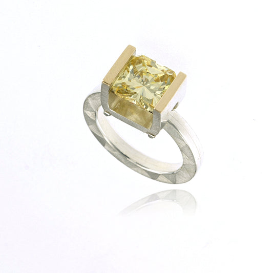 Mysterium Collection Sterling & 14k Yellow Cubic Zirconia Ring