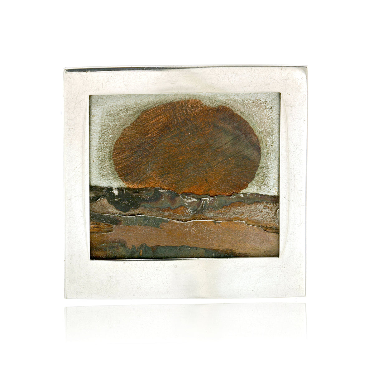 One-of-a Kind Vintage Sterling & Copper Sunset Pin