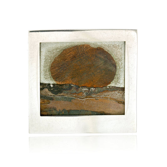 One-of-a Kind Vintage Sterling & Copper Sunset Pin