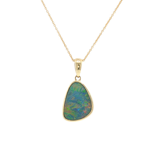 14K Yellow Gold Roger Pearman Boulder Opal Doublet Pendant