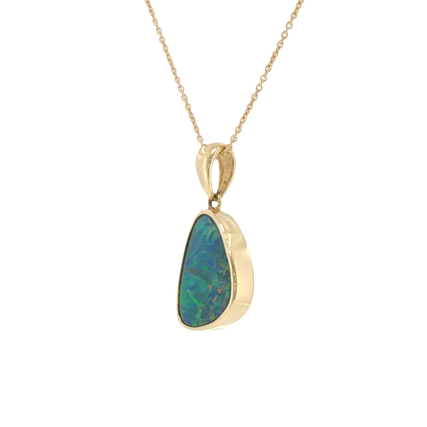 14K Yellow Gold Roger Pearman Boulder Opal Doublet Pendant