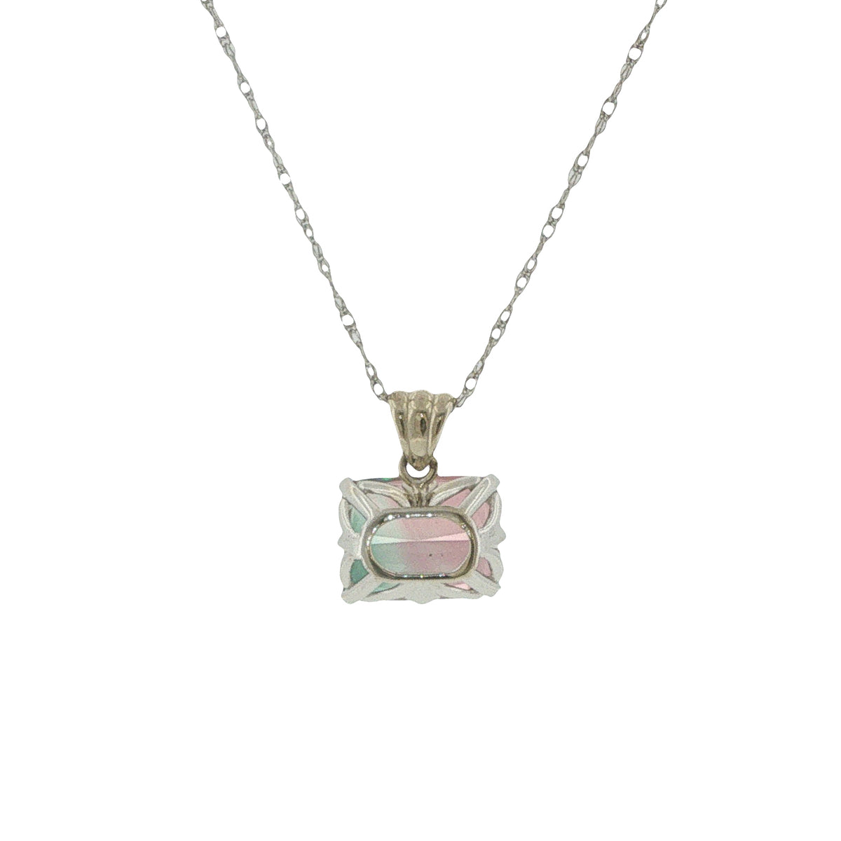 14K White Gold 6.58ct Bi-Color Tourmaline Pendant