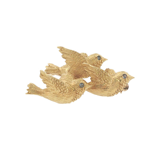 Vintage Tiffany & Co. 18k Yellow Gold Triple Bird Brooch