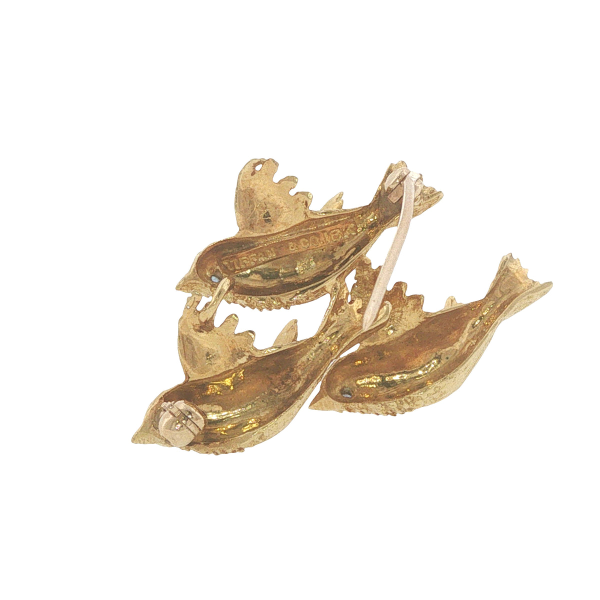 Vintage Tiffany & Co. 18k Yellow Gold Triple Bird Brooch