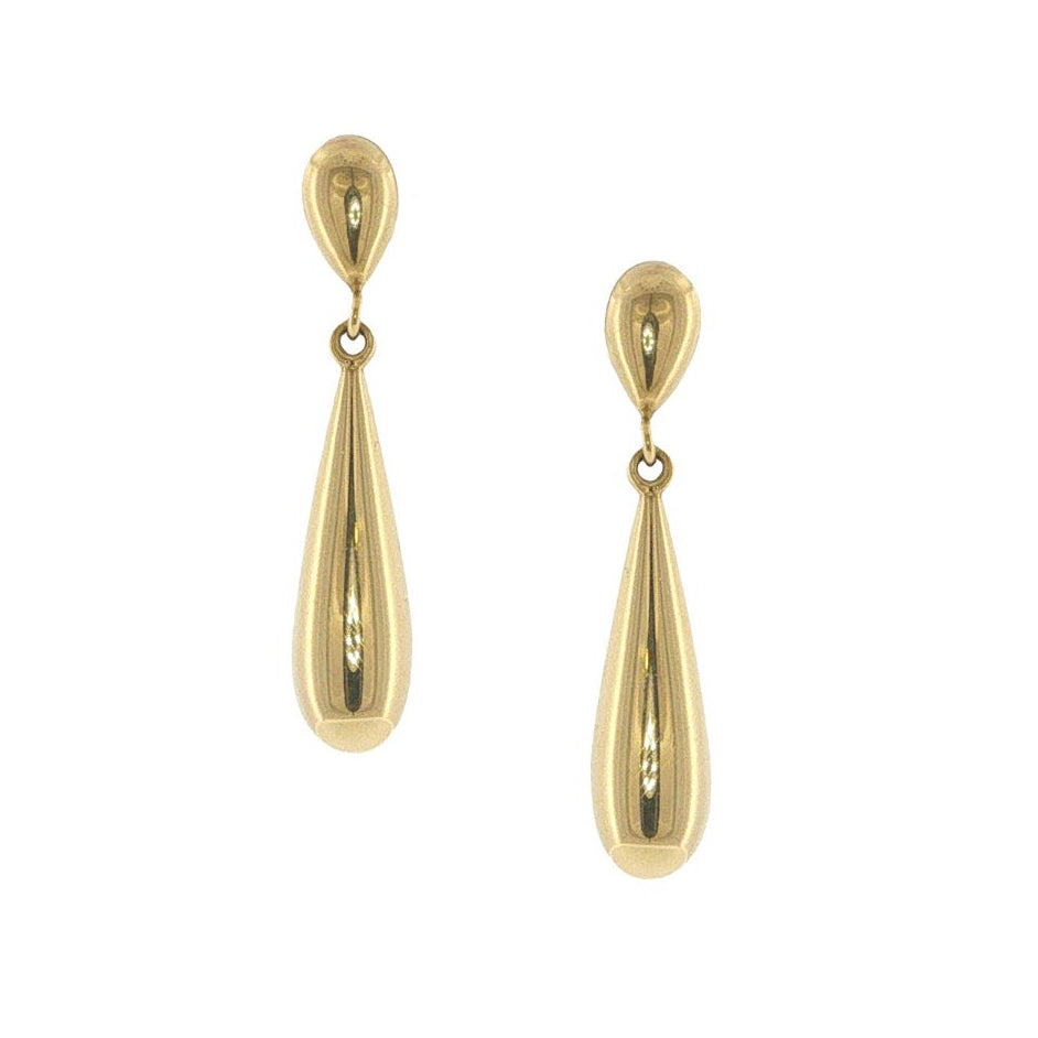 18K Yellow Gold Double Teardrop Earrings