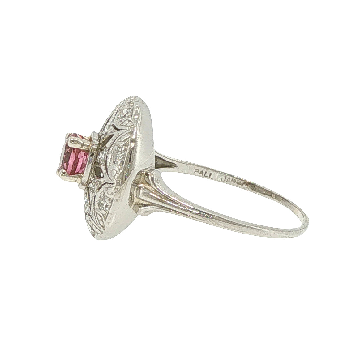 Estate Collection Art Deco Palladium Diamond & Pink Tourmaline Ring
