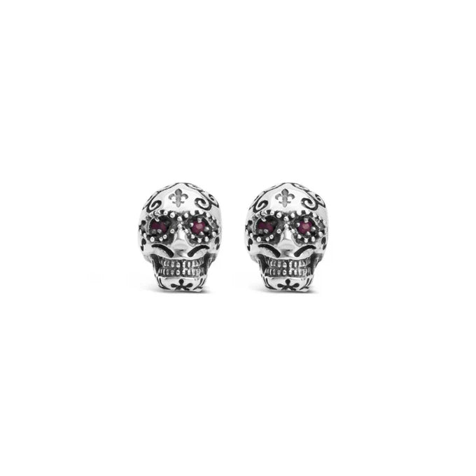 Cristy Cali Sugar Skull Amethyst Earrings